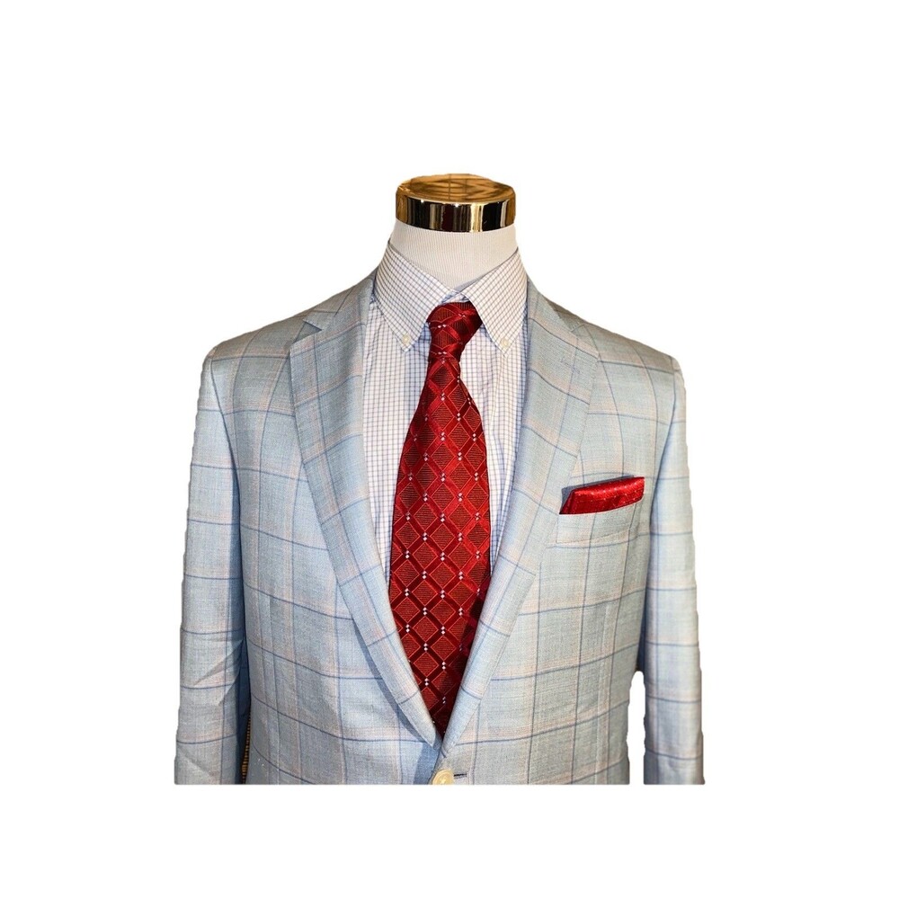 Samuelsohn Blazer Men’s 44 Blue Windowpane Silk/Wool Sport Coat Jacket Canada